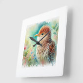Guira Cuckoo 010924AREF149 - Watercolor スクエア壁時計 (傾斜)