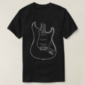 Guitのためのストラットエレキギターのラインアートギフトアイディア Tシャツ (デザイン正面)