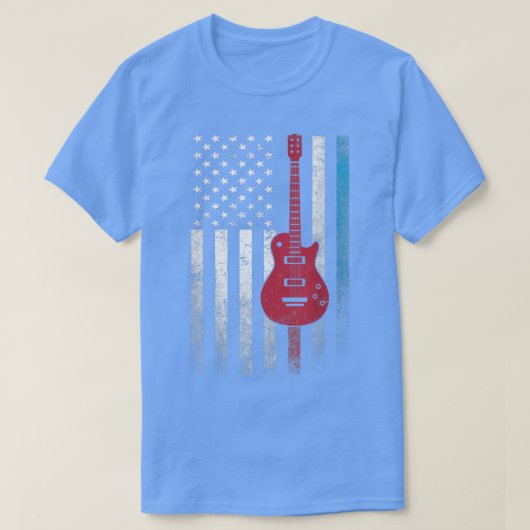 Guitar 4th of July Gift American Flag USACountry M Tシャツ (デザイン正面)