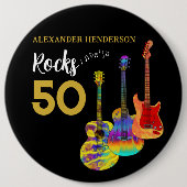 Guitar 50th Birthday Party 50 Rocks Custom  缶バッジ (正面)