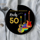 Guitar 50th Birthday Party 50 Rocks Custom  缶バッジ (インサイチュ)