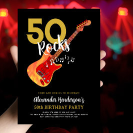 Guitar 50th Birthday Party for He 招待状