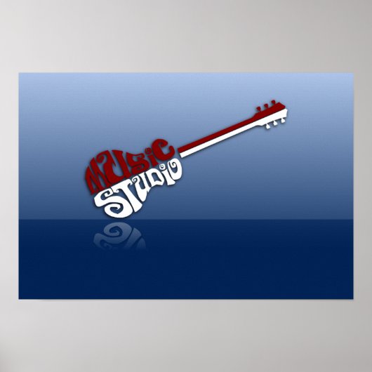 guitar-564924 MUSIC STUDIOギタータイポグラフィRED W ポスター (正面)