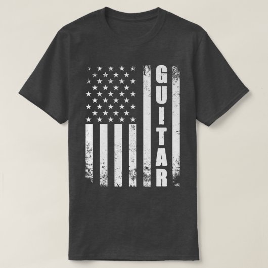 Guitar American Flag USA Country Music Guitar Play Tシャツ (デザイン正面)