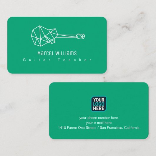 Guitar and Logo Musician Green-Blue  名刺 (正面/裏面)