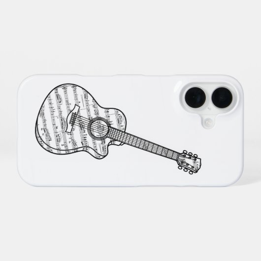 Guitar and Music Notes Phone Case iPhone 16ケース (裏面横)