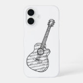 Guitar and Music Notes Phone Case iPhone 16ケース (裏面)