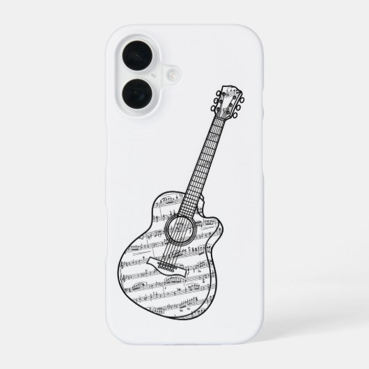 Guitar and Music Notes Phone Case iPhone 16ケース (裏面)