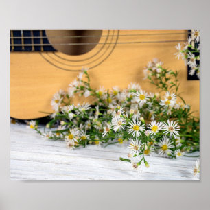 guitar and wildflowers ポスター