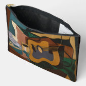 Guitar And Wine Abstract Painting アクセサリーポーチ (見開き)