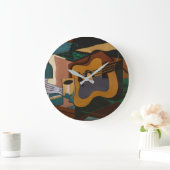 Guitar And Wine Abstract Painting ラージ壁時計 (ホーム)