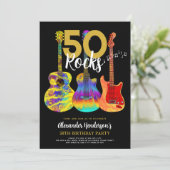 Guitar Black and Gold 50th birthday party 招待状 (スタンド正面)