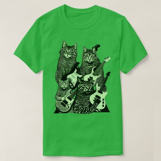 GUITAR CATS greenバージョン Tシャツ (デザイン正面)