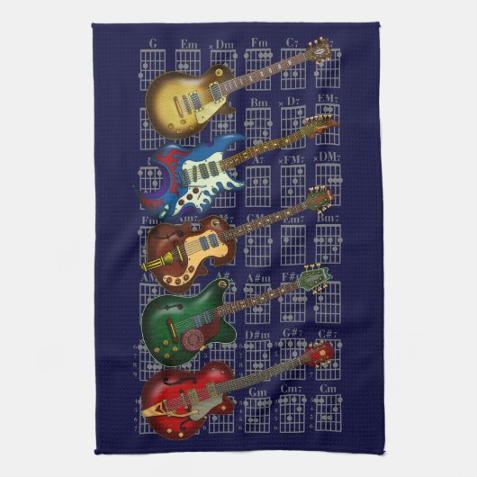 Guitar & chord キッチンタオル (縦)