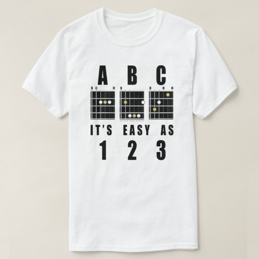 Guitar Chords ABC It's Easy As 123 Tシャツ (デザイン正面)