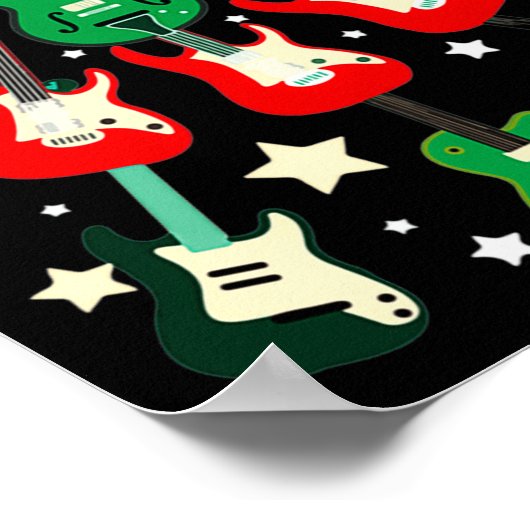 Guitar Christmas T Shirt  ポスター (角)