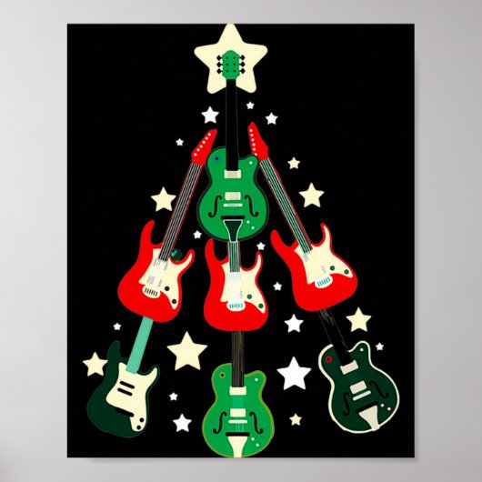 Guitar Christmas T Shirt ポスター (正面)