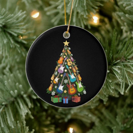 Guitar Christmas Tree Theater Musical Lover Merry  セラミックオーナメント (ツリー)