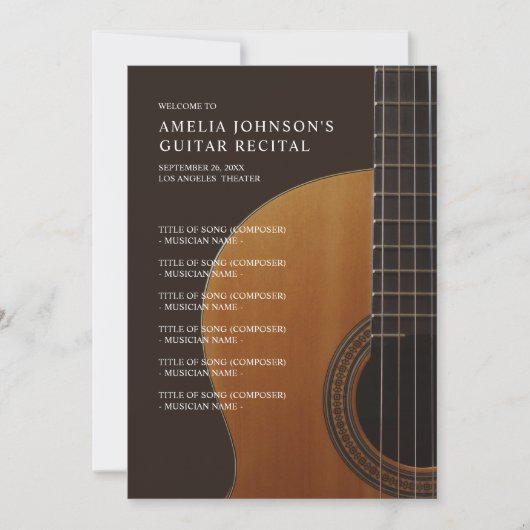 Guitar Classical Music Concert Recital Program 招待状 (正面)