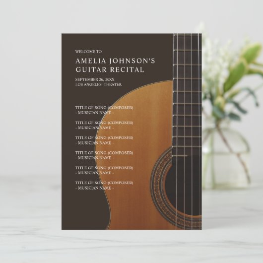Guitar Classical Music Concert Recital Program 招待状 (スタンド正面)