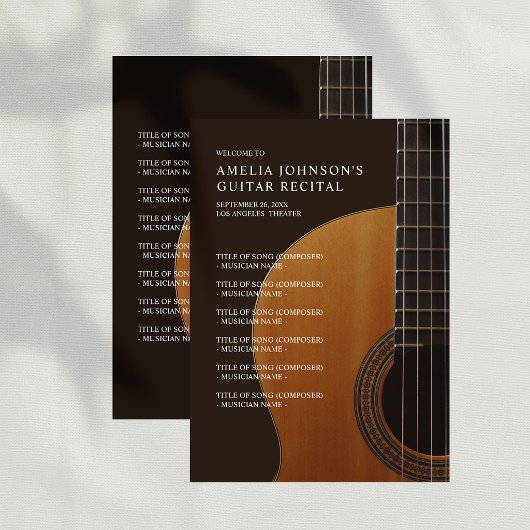 Guitar Classical Music Concert Recital Program 招待状