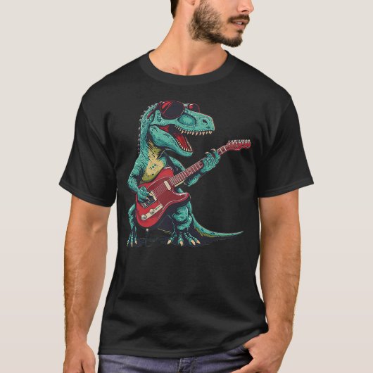 Guitar dinosaur for Jurassic and music lovers Tシャツ (正面)