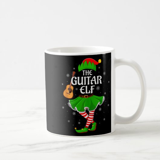 Guitar Elf Christmas Family Girls Women Elf Squad  コーヒーマグカップ (右)
