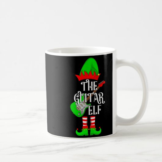 Guitar Elf Christmas Pajamas Matching Family Elf S コーヒーマグカップ (右)