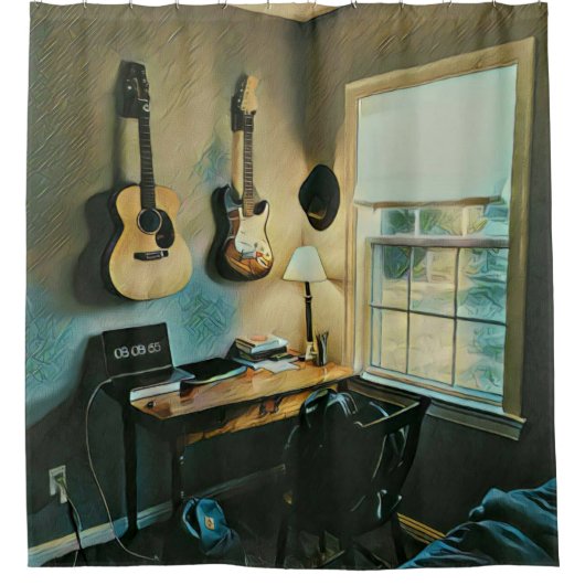 Guitar gifts for girlfriend シャワーカーテン (正面)