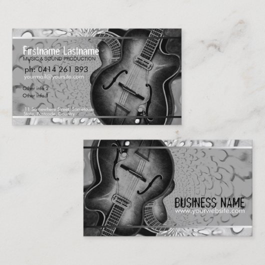GUITAR GRAY Black Music Business Card 名刺 (正面/裏面)