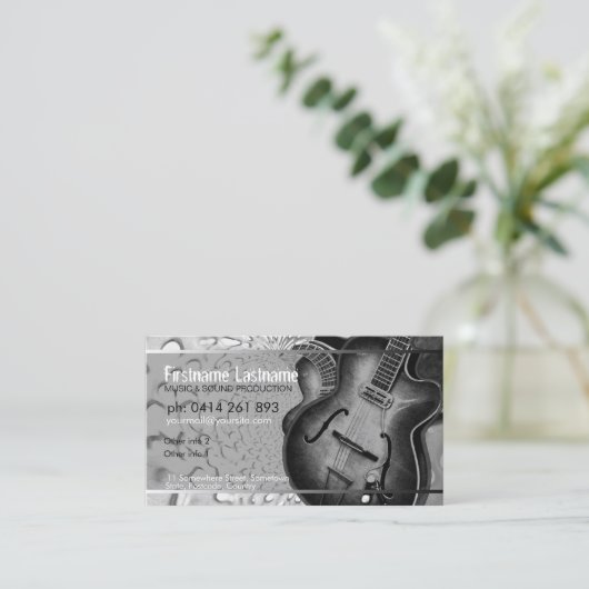 GUITAR GRAY Black Music Business Card 名刺 (スタンド正面)