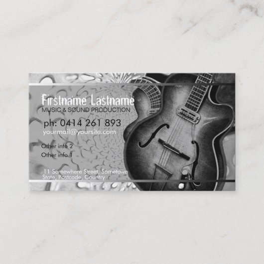 GUITAR GRAY Black Music Business Card 名刺 (正面)