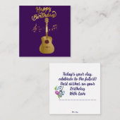 Guitar Happy Birthday ノートカード (正面/裏面)