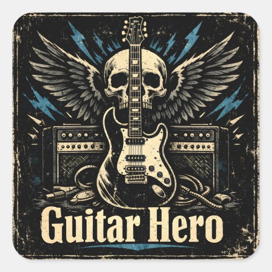 Guitar Hero – Rock Player Icon スクエアシール (正面)