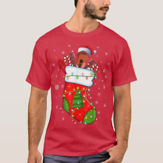 Guitar In Christmas Socks Funny Santa Guitar Xmas  Tシャツ