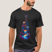 Guitar Lake Reflections Forest Pine Tree Moon Camp Tシャツ (正面)