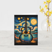 Guitar Lake Starry Night Music Guitarist Van Gogh カード (黄色い花)