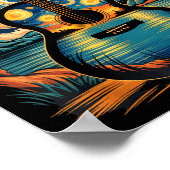 Guitar Lake Starry Night Music Guitarist Van Gogh  ポスター (角)