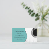 Guitar Lessons QR Code Musical Trendy Teal  名刺 (スタンド正面)