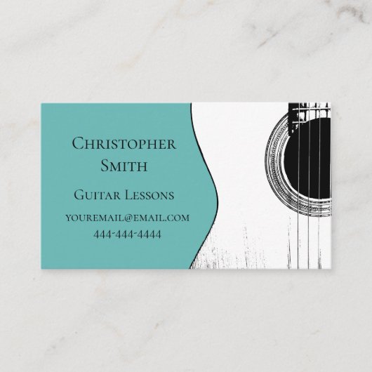 Guitar Lessons QR Code Musical Trendy Teal  名刺 (正面)