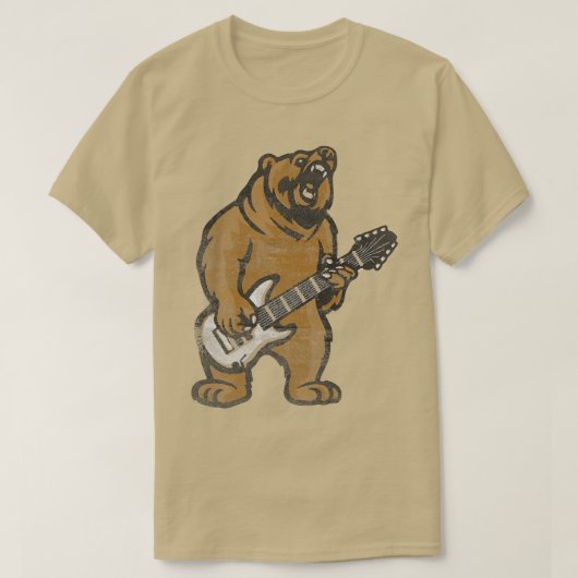 Guitar Lover Bear Playing Bass Guitar Guitarists M Tシャツ (デザイン正面)