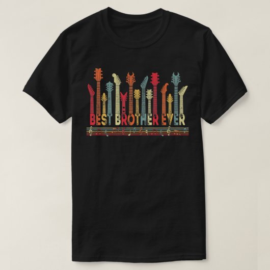 Guitar Lover Best Brother Ever Retro Music Fathers Tシャツ (デザイン正面)