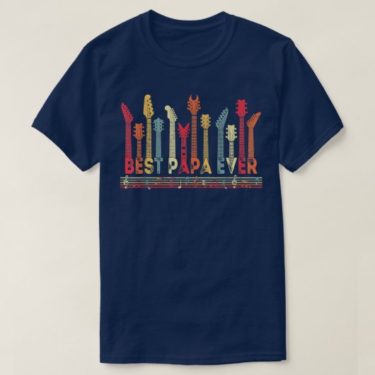 Guitar Lover Best Papa Ever Retro Music Fathers Da Tシャツ (デザイン正面)