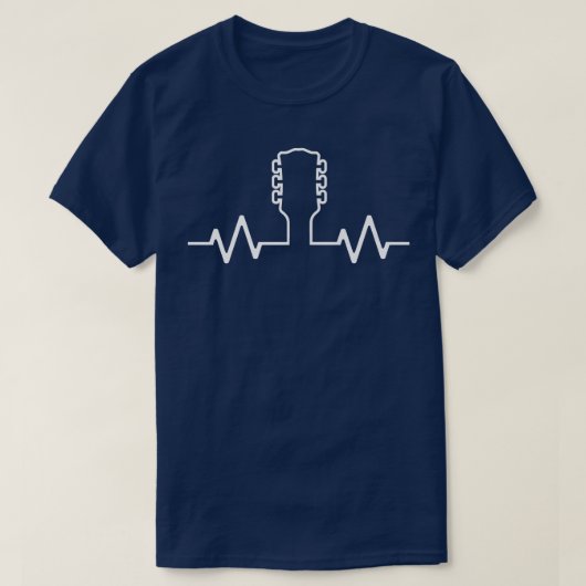 Guitar Lover EKG Heartbeat Acoustic Guitarist Play Tシャツ (デザイン正面)