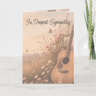Guitar Music Beautiful Garden Flower Sympathy カード