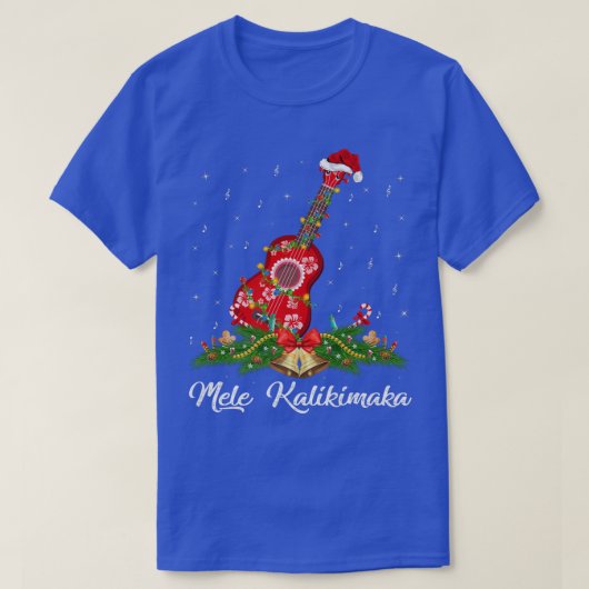Guitar Music Hawaiian Ukulele Mele Kalikimaka Chri Tシャツ (デザイン正面)