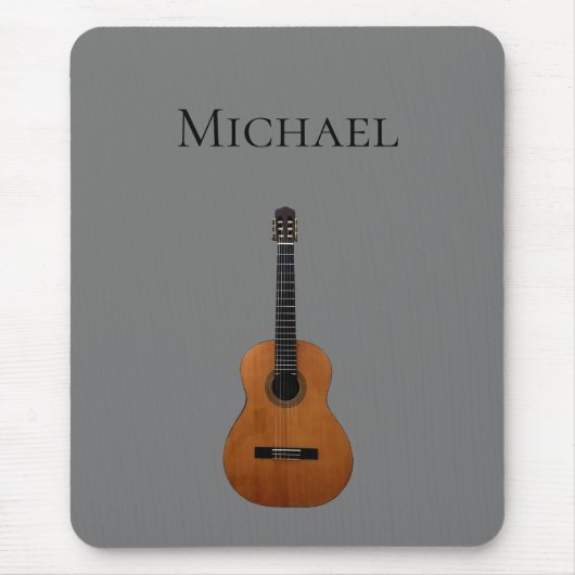 Guitar Music Monogram Gray and Black マウスパッド (正面)