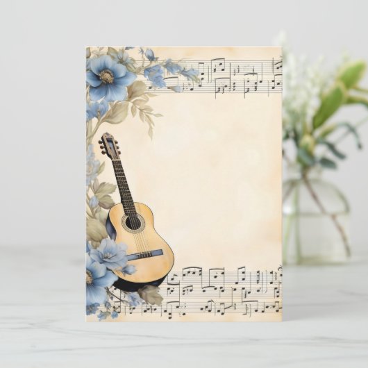 Guitar Music Notes 結婚 Flowers's 招待状 (スタンド正面)
