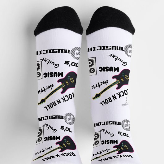 Guitar musician music gift socks ソックス (上部)