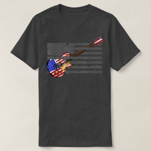 Guitar Musician Music Lover Patriotic Usa Flag Gui Tシャツ (デザイン正面)